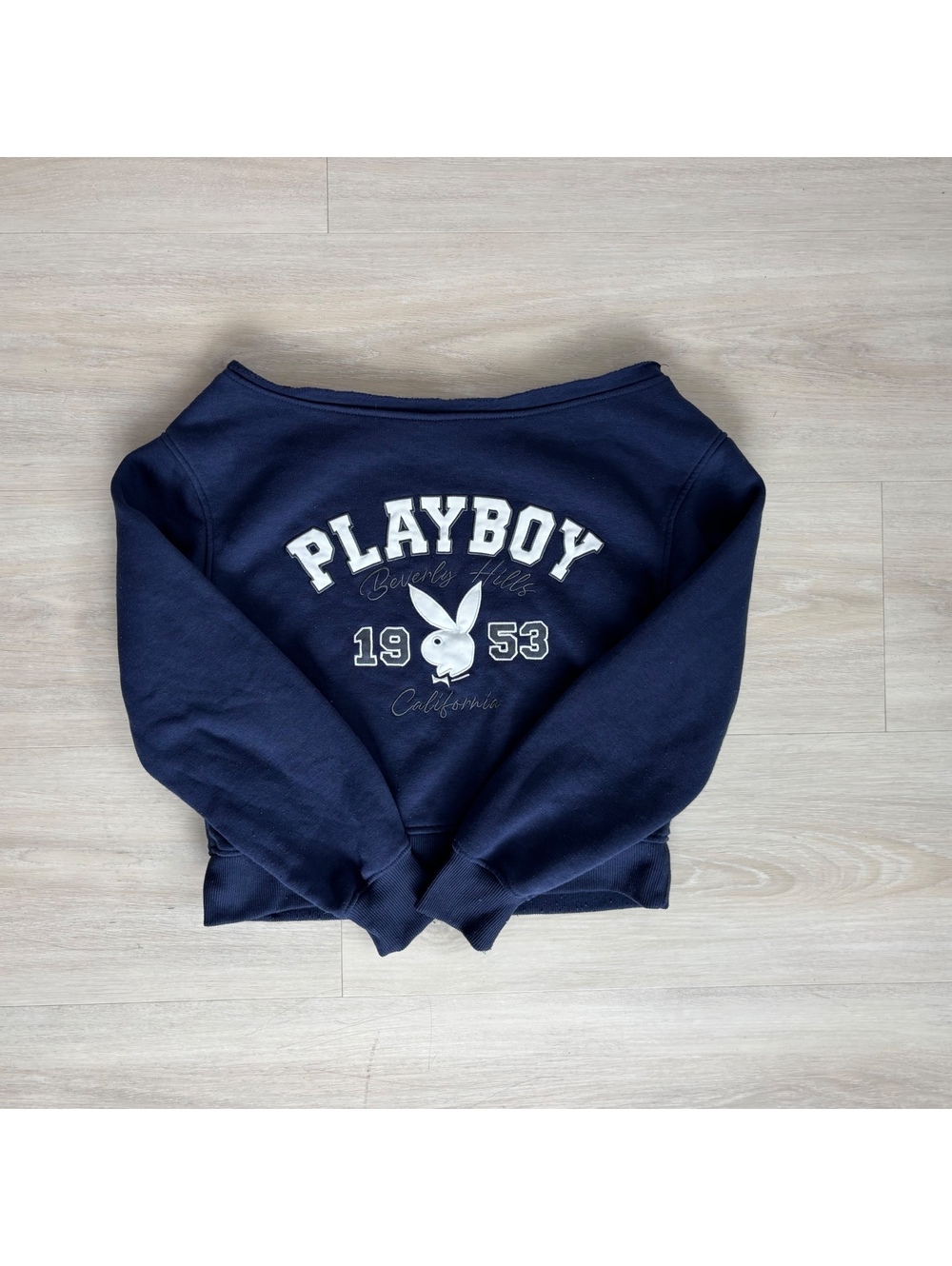 Playboy Beverly Hills 1953 Womens XS Navy Oversized Graphic Sweatshirt Y2K